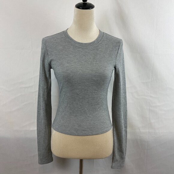 We Wore What Thermal Baby Tee M Long Sleeve Textured Gray - Picture 1 of 9